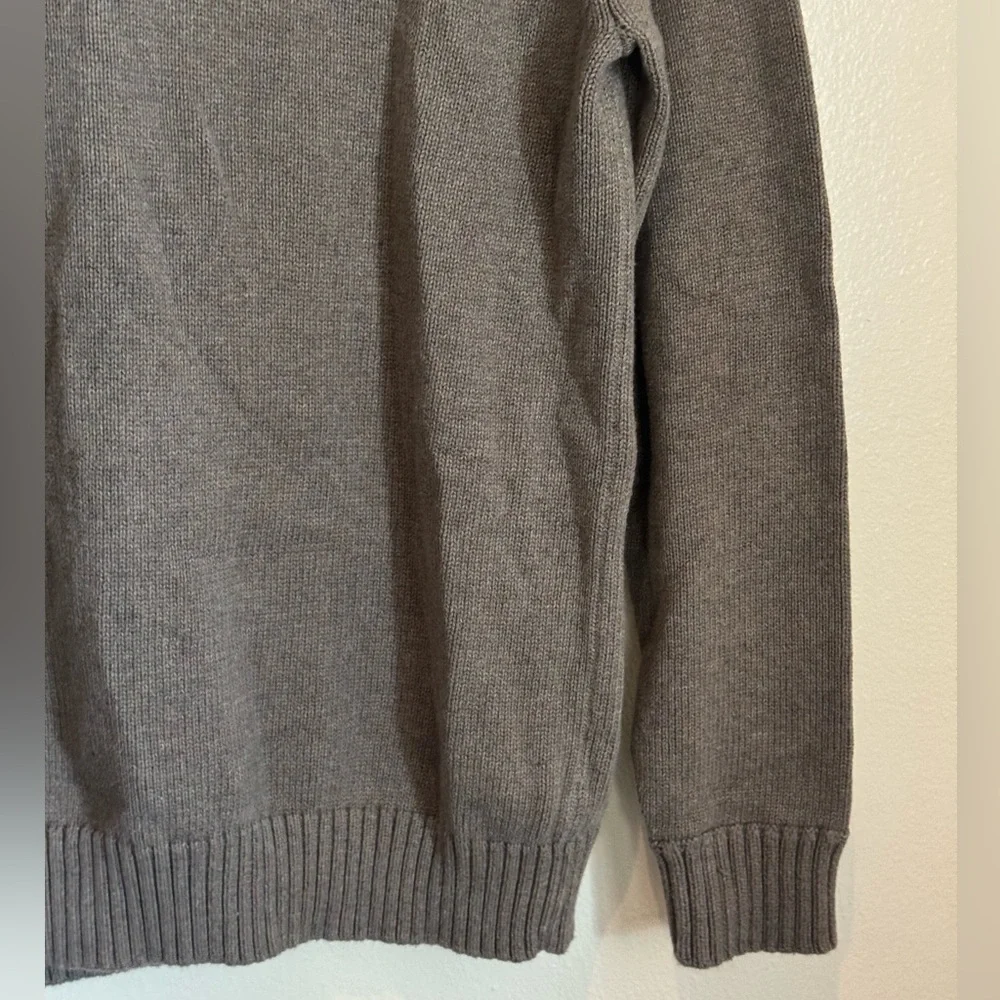J.Crew Men’s Cotton Shawl Collar Sweater – Button Mock Neck Taupe Brown Size M